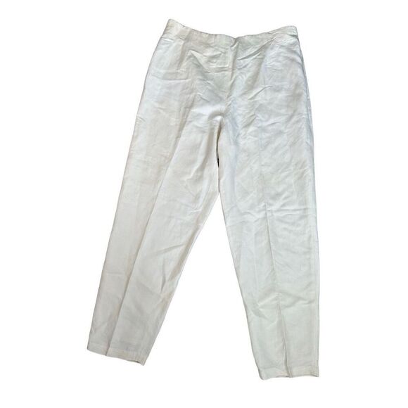 Lafayette New York 148 Linen Trouser Pant Pleated Taper Leg Women’s 16 Cream - Picture 2 of 15